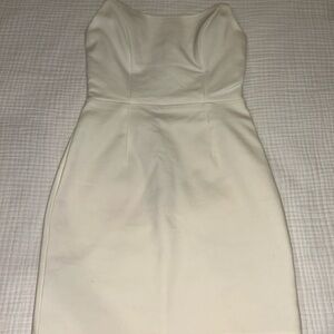 Princess Polly Cream Ruched Strapless Cocktail Dress